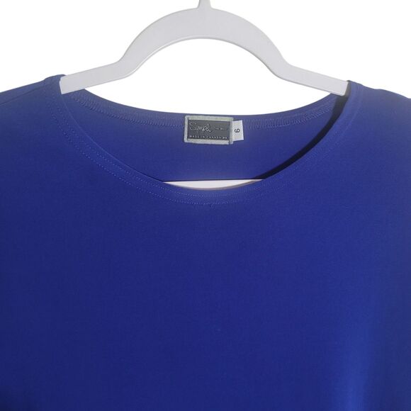 Simpli Made in Canada 3/4 Sleeve Stretch Top Women's Size 6 Royal Blue Basic - Picture 3 of 11